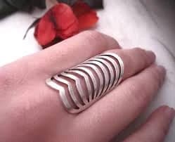 Chunky Silver Multi Band Ring Full Finger Ring Modern 10 Strands Cuff Ring Metalwork Adjustable Statement Ring Multi Strands Wide Band Ring