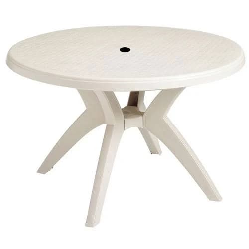 Grosfillex 46" Ibiza Round Pedestal Table With Umbrella Hole Sand