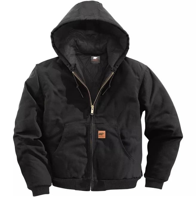 Men Workwear Canvas Hooded Bomber Jacket Winter Thermal