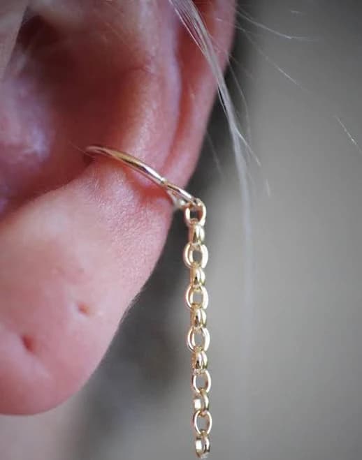 14kt Goldfill Ear Cuff with Two Dangling Chains