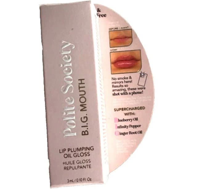 Polite Society B.i.g Mouth Lip Plumping Gloss Travel Size Vegan W/