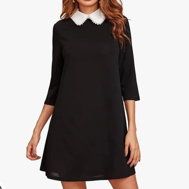 Amazon Black And White Contrast Collar Mini Dress