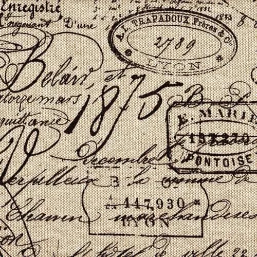 Decorative Pillow in Document Fossil Brown French Script