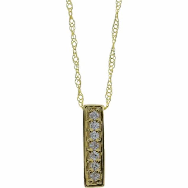 14kt Gold Diamond Bar Pendant Necklace
