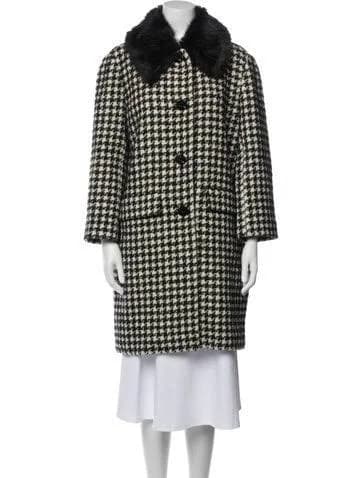 Kate Spade Dashing Beauty Faux Fur Houndstooth Coat