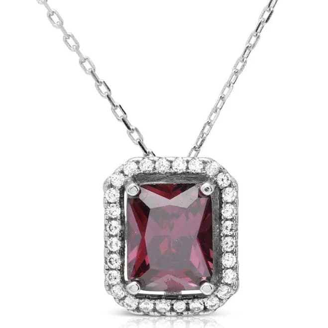 925 Sterling Silver Square Halo Pendant