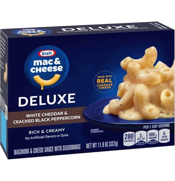 Kraft Deluxe White Cheddar & Cracked Black Peppercorn Macaroni & Cheese Dinner