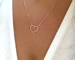 HEART NECKLACE 14K ROSE GOLD 585 SOLID GOLD ADJUSTABLE LENGTH | eBay