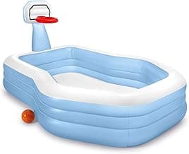 57183EP 101 Inch Swim Center Shootin' Hoops Inflatable Family Swimming Pool, Blue