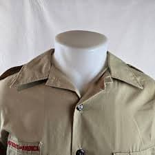 Boy Scouts of America BSA Shirt Mens XL Beige Tan Button Up Uniform Long Sleeve