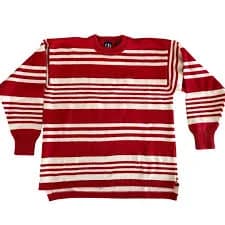 Vintage GAP Sweater Men’s Large Red White Variegated Striped Cotton Crewneck 90s