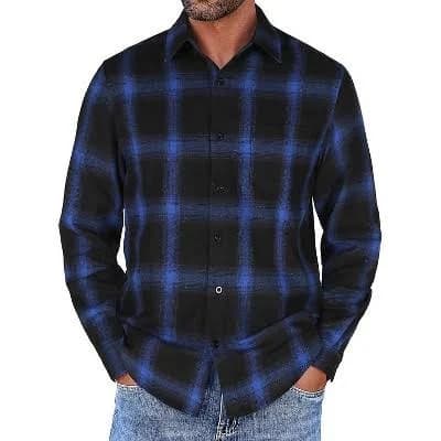 COOFANDY Flannel Long Sleeve Button Down Shirt