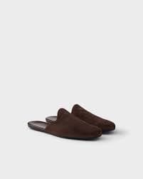 Dark Brown Suede Mules | PRADA