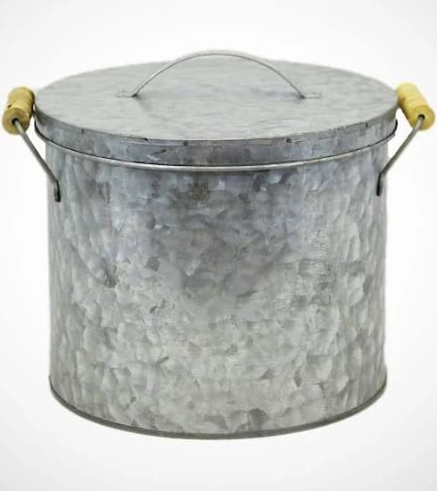 Galvanized Ice Bucket with Wooden Handles