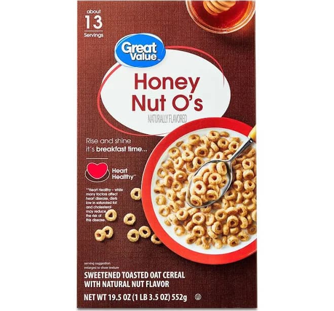 Great Value Honey Nut O's Oat Breakfast Cereal