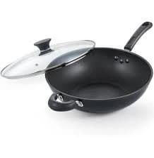 Cook N Home 12-Inch Hard Anodized Nonstick Wok with Lid