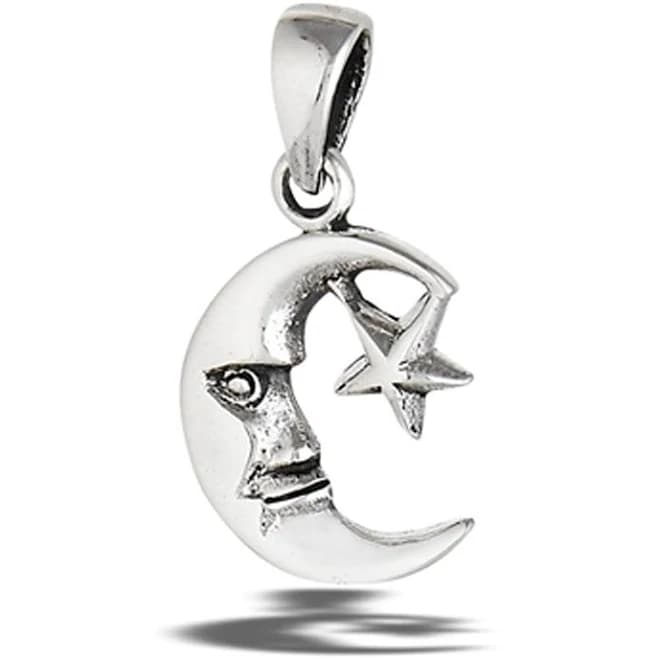 .925 Sterling Silver Mystic Celestial Moon and Star Pendant