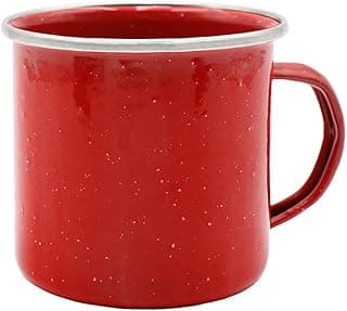 Grip 12oz Enamel Coffee Mug - Impact Resistant - Dishwasher Safe Enamel Finish - Great for Campsite, Tailgates, Picnics, BBQs (Red)