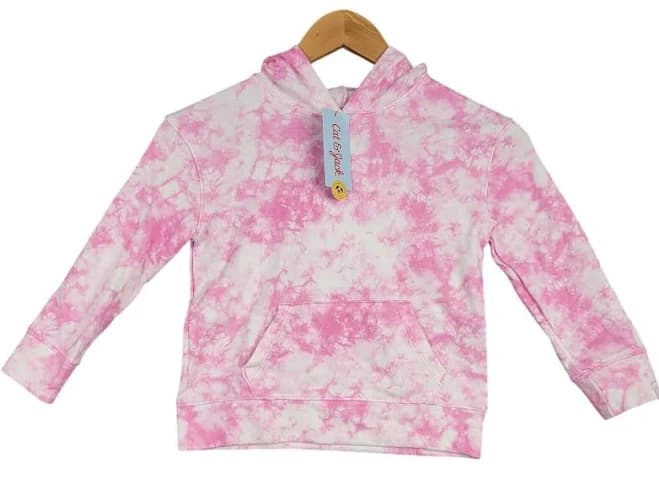 Girls Cat & Jack Pink & White Tie Dye Pullover Hoodie Long Sleeve Size
