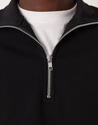 ASOS DESIGN essential quarter zip sweatshirt in black | ASOS