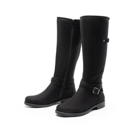 Burudani Womens Knee High Tall Moto Buckle Boots