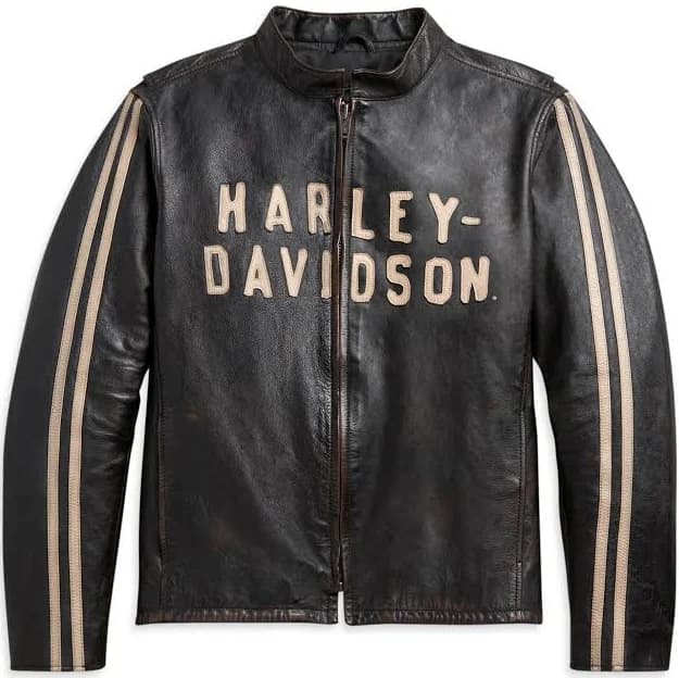 Harley-Davidson Men's Retro Sleeve Stripe Leather Jacket