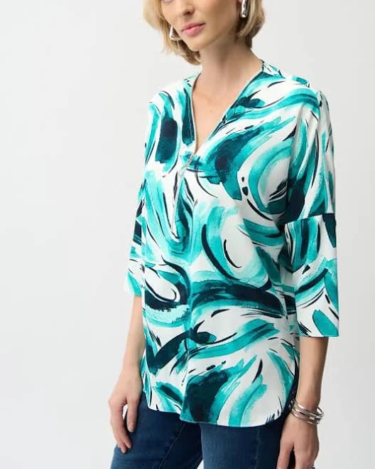 Recycled Woven Abstract Print Boxy Tunic
