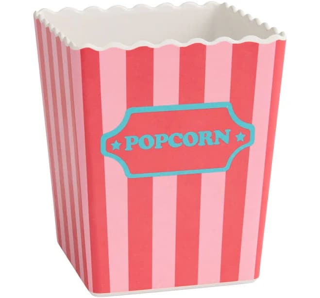 World Market Red and Pink Stripe Bamboo Fiber Popcorn Container