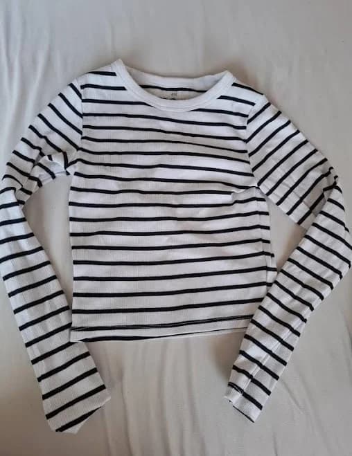 Striped Long Sleeve Crop Top