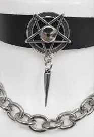 Black Pentagram Choker With Spikes