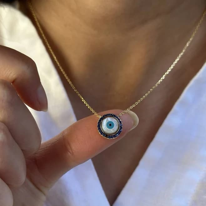 Evil Eye Round Pendant Necklace