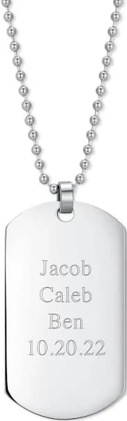 Custom Engraved Dog Tag Necklace for Men