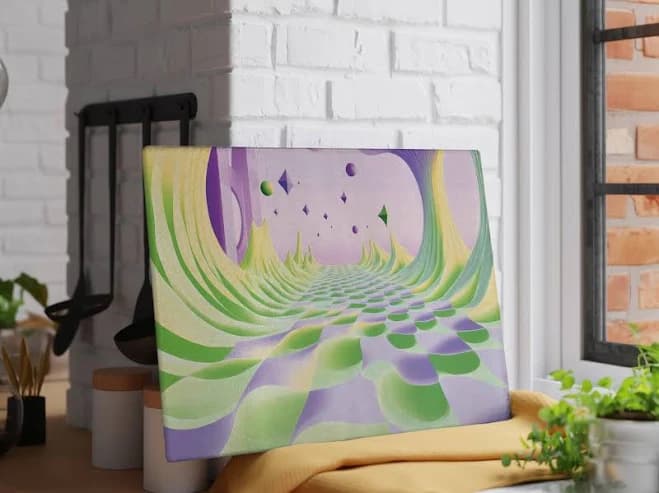 Funky Cocktail Serving Tray, Psychedelic Bar Mat, Trippy Party Decor, Unique Hostess Gift