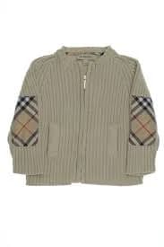 BURBERRY Cardigan Sweater Cotton Elbow Patches 86 Beige