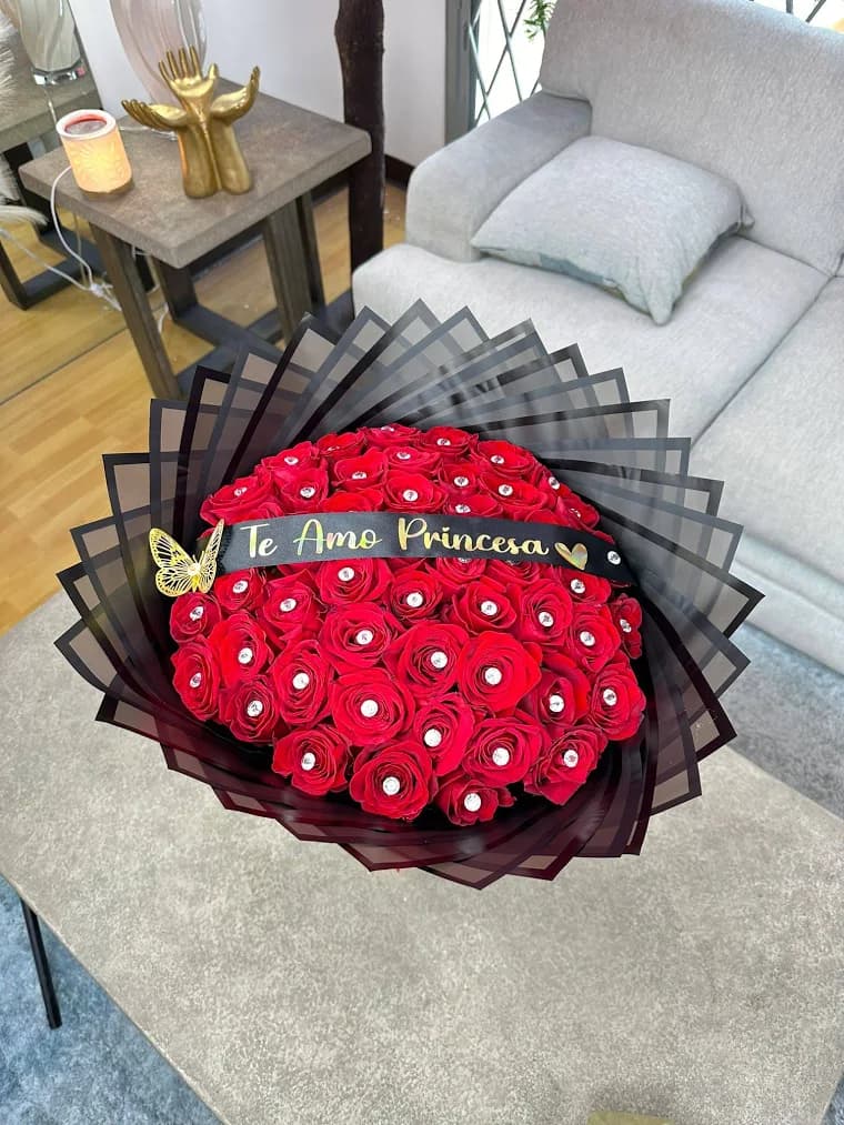 50 Red Roses Transparent Black Paper