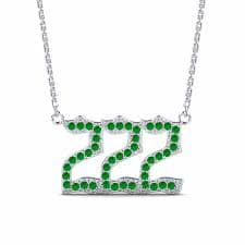 Order 0.36 Carat Round cut 14K White Gold Emerald GLAMIRA Necklace Angel Number 222 | GLAMIRA.com