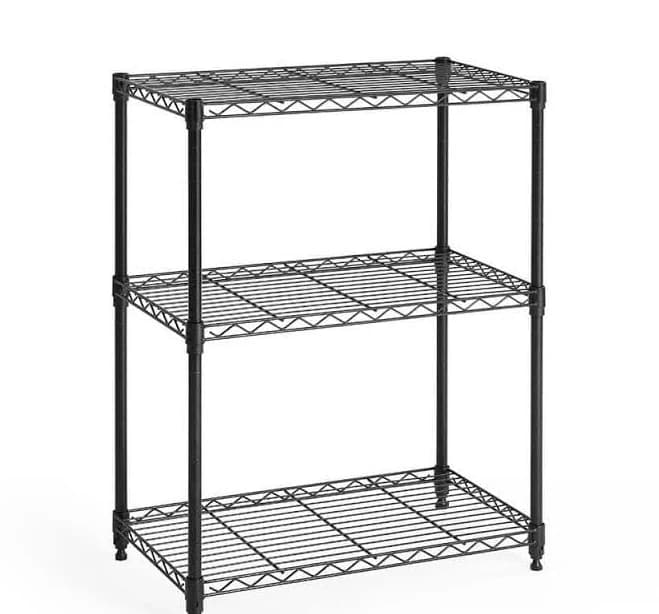Fencer Wire 3-Tier Adjustable Height Wire Welded Steel Garage Storage Shelving Unit