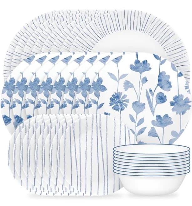 Corelle Botanical Stripes 32-Piece Dinnerware Set