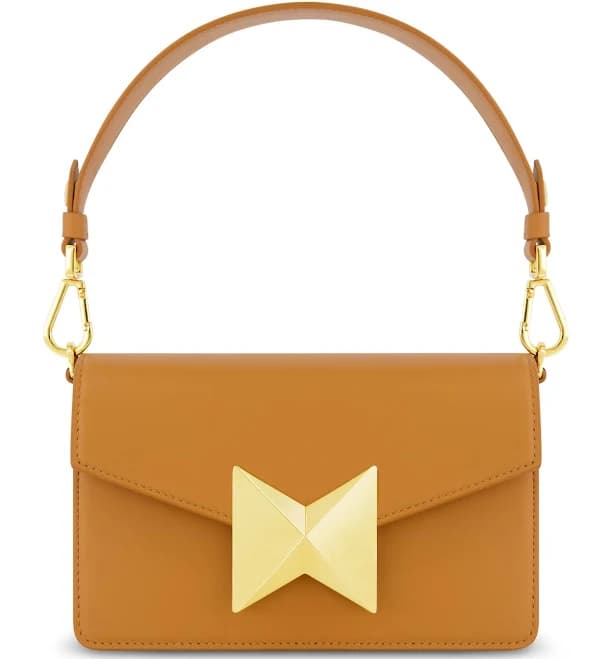 Mac Duggal Women's Classic Leather Shoulder Bag with Gold Hardware