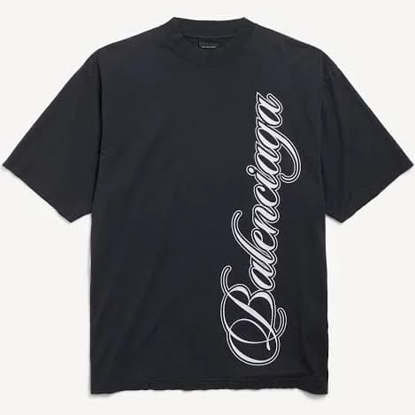 Balenciaga Men's Cursive Medium Fit Cotton T-Shirt