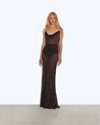 Semi sheer leopard silk cowl neck maxi dress - 'Valentina' Dress