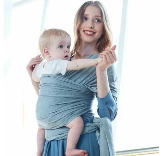 Very Stretchy, Soft Breathable Baby Wrap Carrier 100% Cotton in Light Gray Color | Infant | Baby Carrier