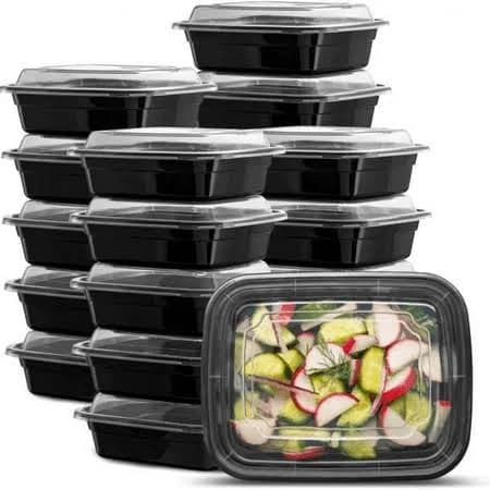 16 oz. Rectangular Plastic Meal Prep Containers with Clear Dome Lids