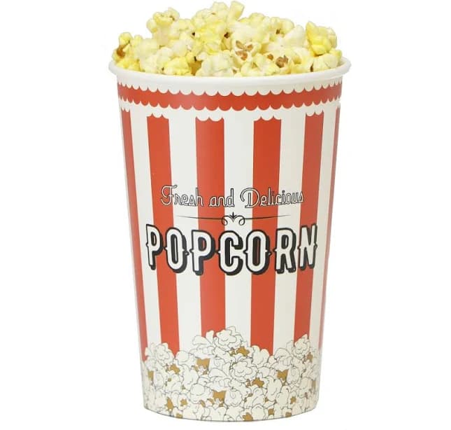 Small Disposable Popcorn Buckets - Red and White (46 Oz) 25
