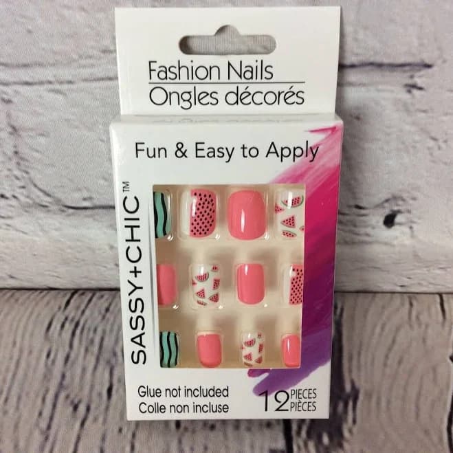 Sassy+chic Glue-on Nails 2sets 24pcs Glue Not Included Watermelon &