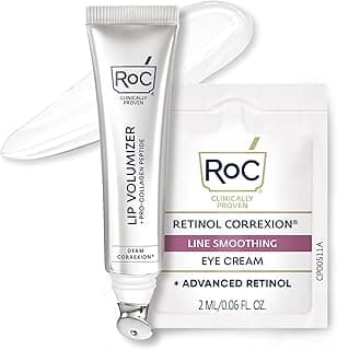 Derm Correxion Lip Volumizer - Lip Plumper Peptide Treatment with Hyaluronic Acid & Vitamin E + Line Smoothing Eye Cream Packette
