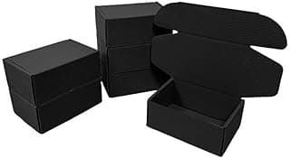50 Pcs 7.1 x 5.1 x 2 inches Corrugated Cardboard Gift Boxes Recyclable Shipping Boxes for Mailing & Holidays, Wedding, Birthday, Gifts Packaging, Phone Case Packaging (Black, 7.1 x 5.1 x 2")