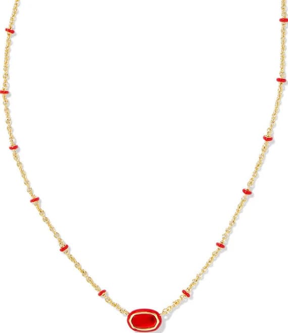 kendra scott Mini Elisa Enamel Frame Short Pendant Necklace Gold