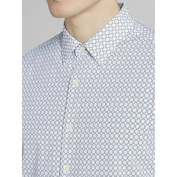 Kenneth Cole Men's Slim Fit 4-Way Stretch Geometric Print Dress Shirt