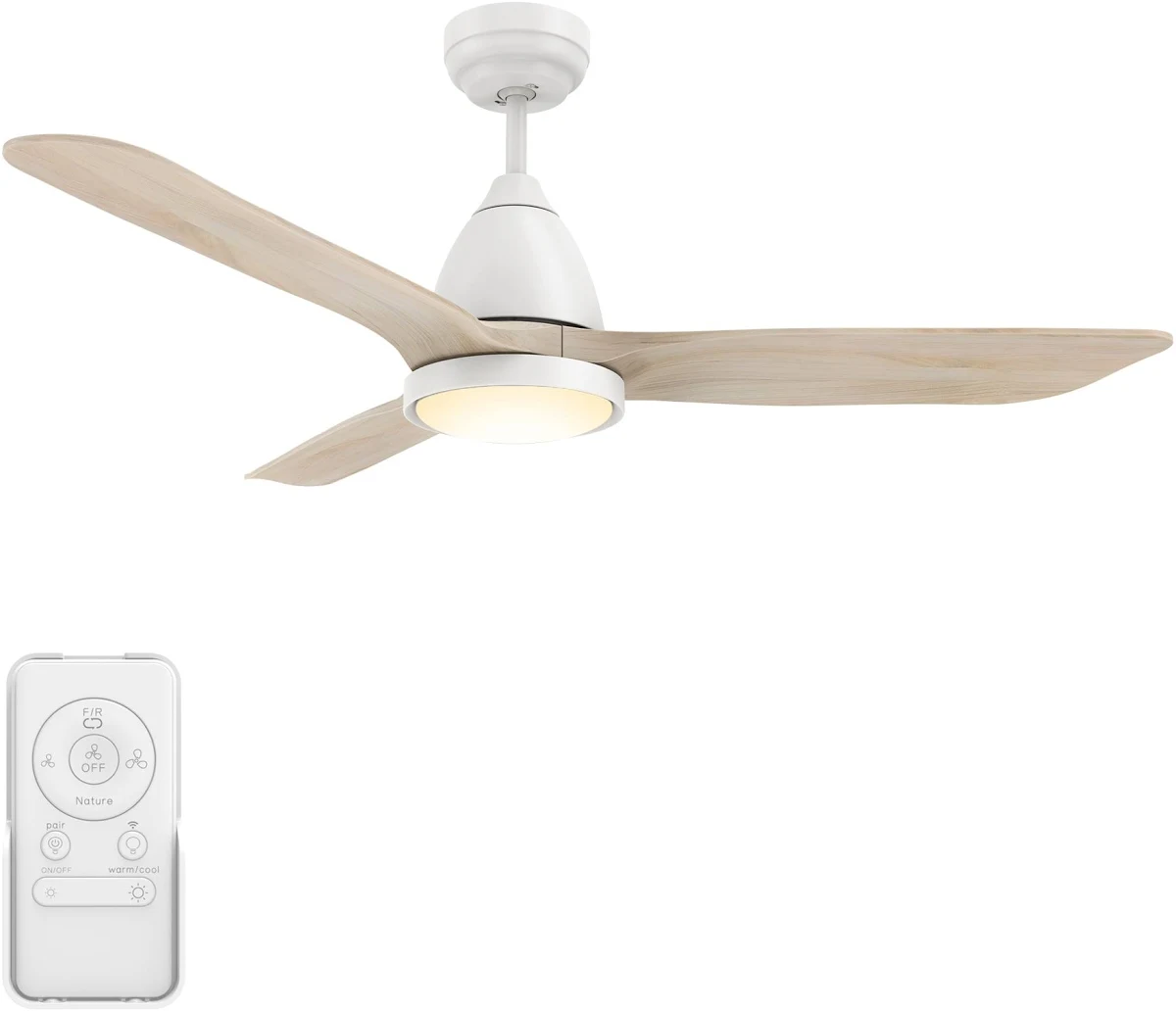 CARRO USA Koa 52-in White Color-changing Indoor/Outdoor Smart Ceiling Fan with Light and